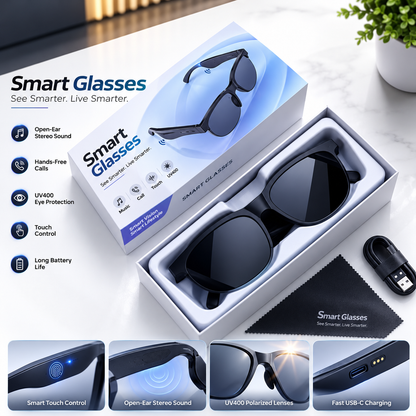 AI Smart Glasses Voice Control Bluetooth HD1080P